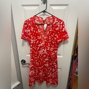 J. Crew Red and White Floral Mini Dress